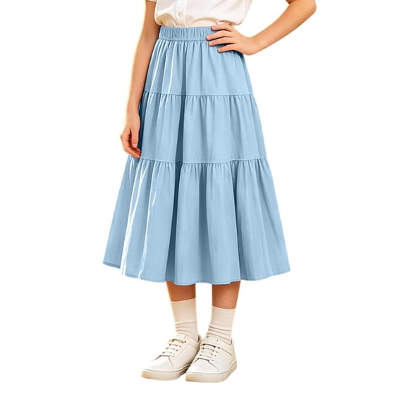 Girls Pleated Skirt, Girls Solid Color Pleated A Line Summer Dress, Casual Kids Outfit, Back To School Daily Dress For Girls Ages 3–13