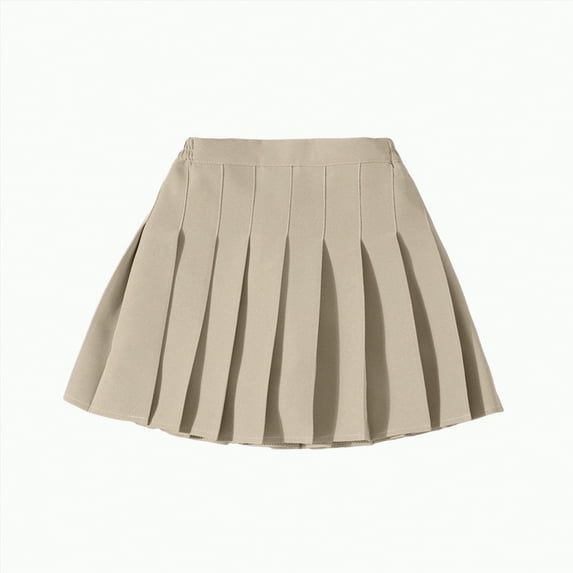 Girls Pleated Skirt Kids Tennis Elastic Waist Uniform Plaid Skirt