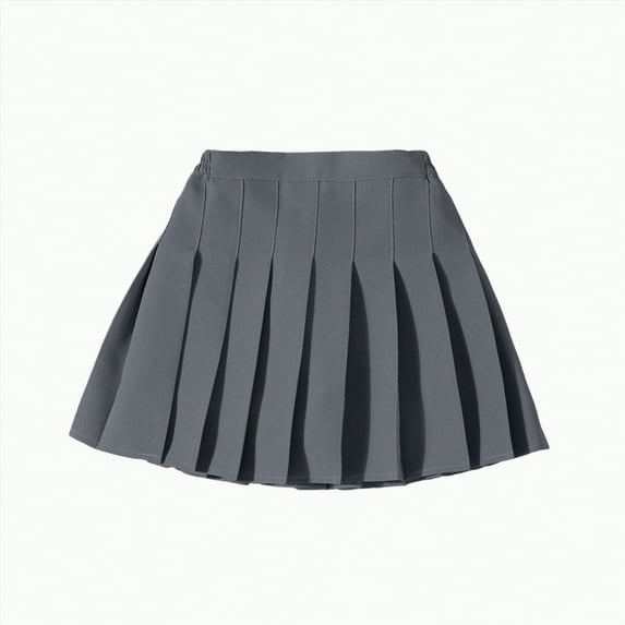 Girls Pleated Skirt Kids Tennis Elastic Waist Uniform Plaid Skirt