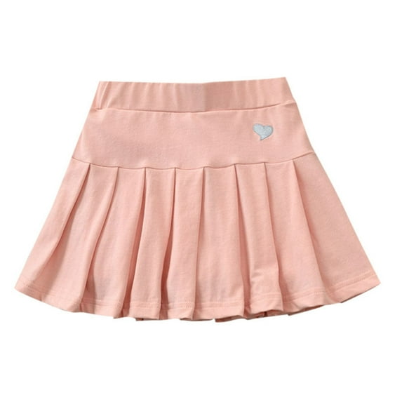 Girls Pleated Skirt School Mini Skirt with Inner Shorts - Cotton Blend High Waist Skater Skirt for 1-14 Years