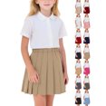 thumbnail image 1 of Girls Pleated Skirt,Sizes 2-17 Elastic Waist Cotton Comfortable Versatile School Uniform Skirt Brown, 1 of 8