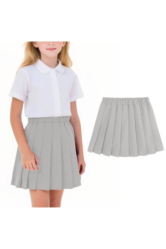 Girls Pleated Skirt Solid Sport Tennis Skorts School Uniform Skirts for Kids Children's Short Skirt Elastic Waist Flowy Skirt 2-17 Years