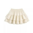 thumbnail image 1 of Girls Pleated Skirt in Clearance Women's High Waist Ruffle Mini Skirt Cute Tiered Short Skirt with Shorts Underneath New Beige 8 Years, 1 of 2