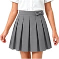 thumbnail image 1 of Girls Pleated Skirt with Bow Decor Built-in Shorts Elastic Waist Mini Skirt Casual School Daily Wear for Kids (Ages 5-15 Years), 1 of 7
