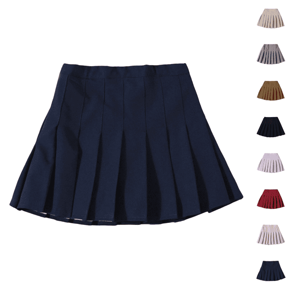 Girls Pleated Skirt with Shorts Tennis Skorts Solid School Uniform Skirts for Toddler/Big Kids Navy 5-6Y(120)