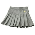 thumbnail image 1 of Girls Pleated Skirts Elastic High Waisted Cotton Comfort Shorts Skirt Heart Cute Casual Workout School Uniforms, Gray, 7 Years, 1 of 4