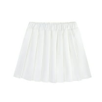 Girls Pleated Skirts with Shorts Underneath 2-17 Years School Uniforms Elastic Waisted Mini Skirt (16-17 Years, White)