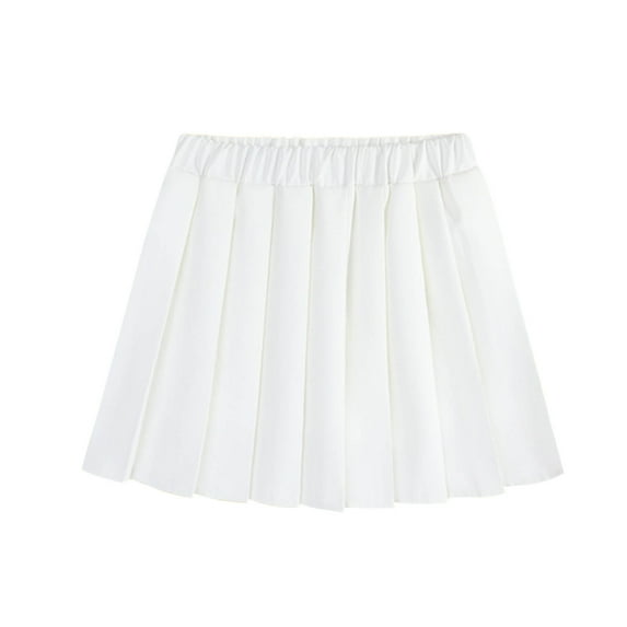 Girls Pleated Skirts with Shorts Underneath 2-17 Years School Uniforms Elastic Waisted Mini Skirt (16-17 Years, White)