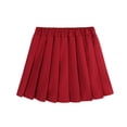 thumbnail image 1 of Girls Pleated Skirts with Shorts Underneath 2-17 Years School Uniforms Elastic Waisted Mini Skirt (3-4 Years, Red), 1 of 5