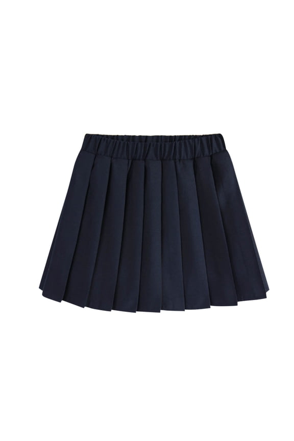 Girls Pleated Skirts with Shorts Underneath 2-17 Years School Uniforms Elastic Waisted Mini Skirt (4-5 Years, Navy)