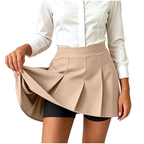 Girls Pleated Skort Ghalytn High Waist with Built-in Shorts Uniform Mini Skirt Back to School Wrinkle Resistant
