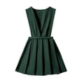 thumbnail image 1 of Girls Pleated Suspender Dress Sleeveless V Neck Skater Pinafore Dress Kids School Uniform Outfit for Little Girls Green 3-4 Years, 1 of 7