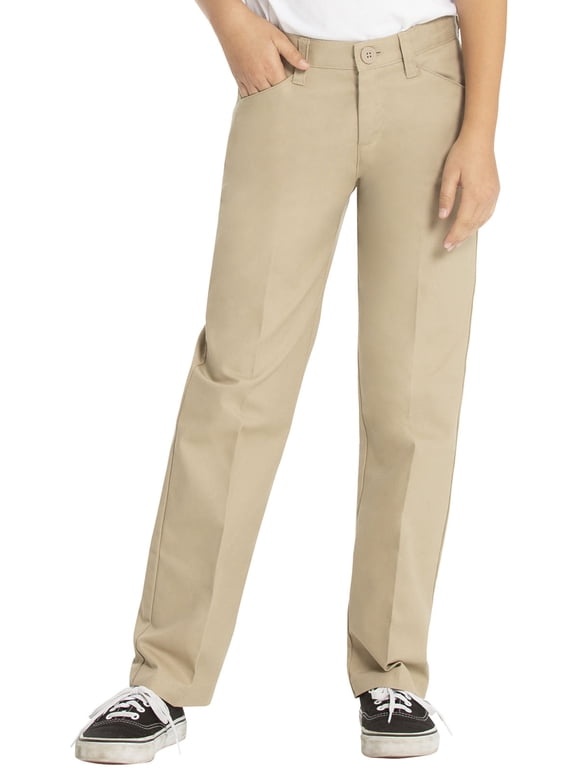 Girls Plus Flat Front Low Rise Pant School Uniform Approved (Big Girls) 33" (Waist) & 38" (Hips)