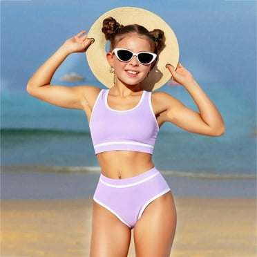 Girls Plus Size Swimsuits Teen Girls Swimsuits Two Piece Bikini Sets with Chest Pad