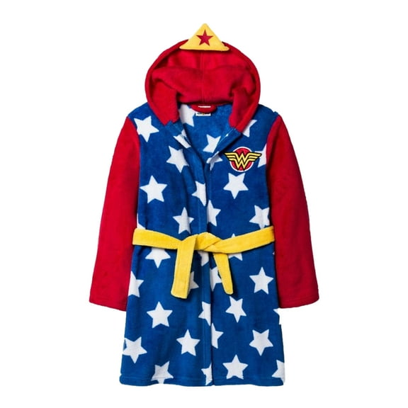 Girls Plush Blue & Red Wonder Woman Robe Housecoat Medium (7-8)