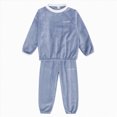 thumbnail image 1 of Girls Plush Fleece Pajama Set,Contrast Trim Long Sleeve Loungewear for Kids 3-4 Years, 1 of 4