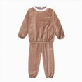thumbnail image 1 of Girls Plush Fleece Pajama Set,Contrast Trim Long Sleeve Loungewear for Kids 5-6 Years, 1 of 4