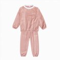 thumbnail image 1 of Girls Plush Fleece Pajama Set,Contrast Trim Long Sleeve Loungewear for Kids 9-10 Years, 1 of 6
