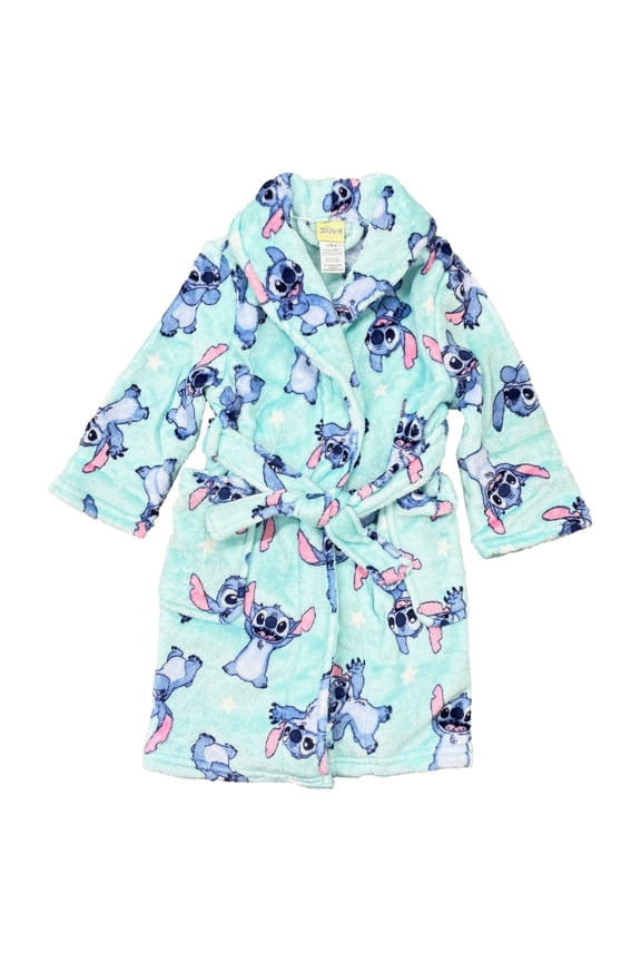 Girls Plush Turquoise Blue Fleece Stitch Bath Robe House Coat 4