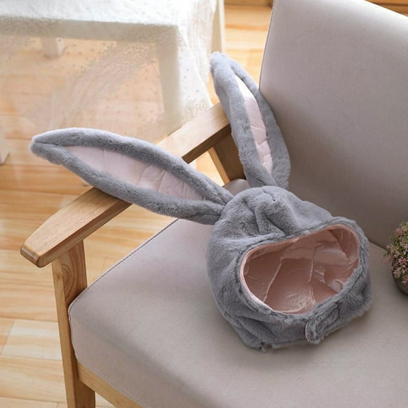 Girls Plush Rabbit Ear Headband Hat, Cute Animal Ear Cap with Adjustable Fit for Costume Parties, Birthday Gifts and Dress-Up Play