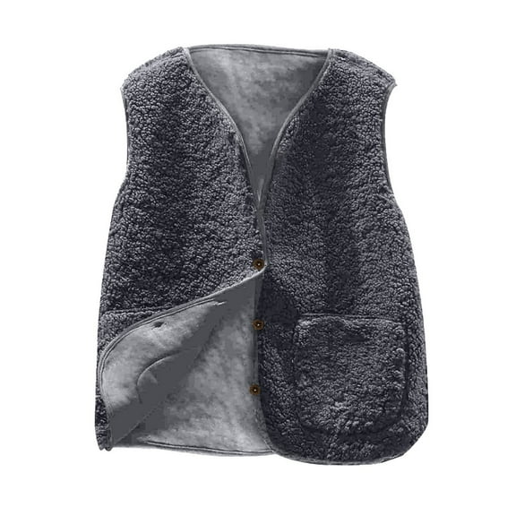 Girls Polar Fleece Vest Casual Solid Color V Neck Sleeveless Jacket Kids Fuzzy Fall Winter Outwear with Pockets 5-14 Years