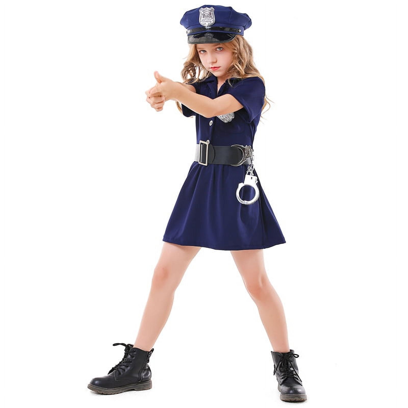 Girls Police Dress Costume Halloween Dress up Cop Costume for Kids ...