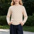 thumbnail image 1 of Girls Polka Dot Long Sleeve Top, Mock Neck Pullover Shirt, Casual Everyday Kids Clothing | Akmoler,Beige 3-4 Years, 1 of 6