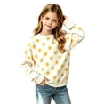thumbnail image 1 of Girls Polka Dot Print Crewneck Sweatshirt, Long Sleeve Casual Pullover with Ribbed for School 2-13 Years, 1 of 4