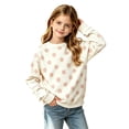 thumbnail image 1 of Girls Polka Dot Print Crewneck Sweatshirt, Long Sleeve Casual Pullover with Ribbed for School 2-13 Years, 1 of 4
