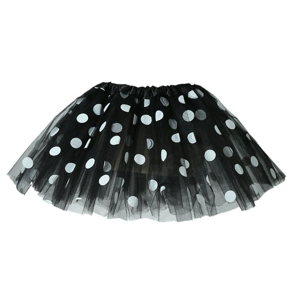 Girls Polka Dot Print Tutu Skirt, Fluffy Tulle Layered Princess Dress for Toddlers Age 2-8, Perfect for Parties, Ballet Recitals, Photo Shoots, and Special Occasions - Black