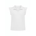 thumbnail image 1 of Girls Polo Shirt Ruffle Sleeve Collared Neck Summer Plain Preppy Collared Tops Dressy Casual (5-14y), 1 of 2