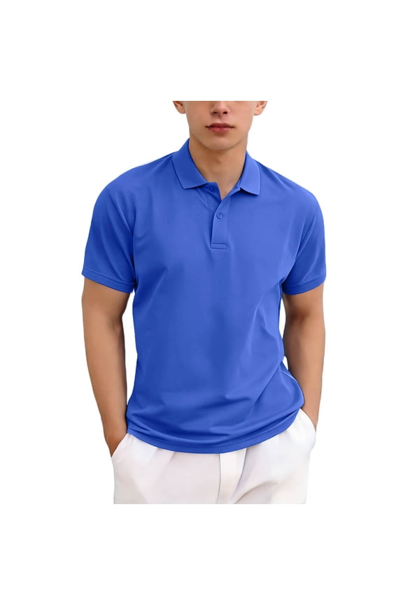 Girls Polo Shirt Short Sleeve - Moisture Wicking Quick Dry Kids Uniform Top for School | 100% Polyester Solid Blue Shirt | Youth Sizes 110-150 (4-12 Years),Size 9-10T