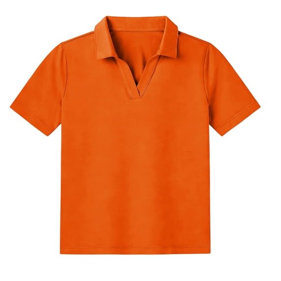 Girls Polo Shirt Summer Slim Fit Short Sleeve Comfy Collared Shirts for Girls Back to School,Saffron,9-10 Years