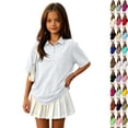 thumbnail image 1 of Girls Polo Shirts Collared School Uniform Kids Short Sleeve Pique Polo Shirt,Light Gray 160, 1 of 7