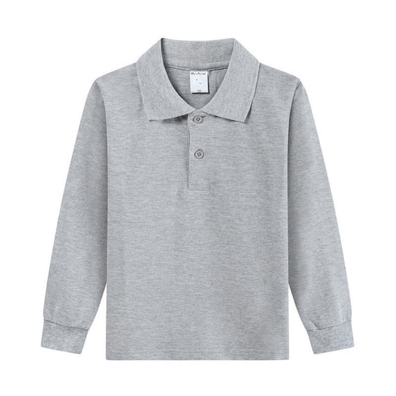 Girls Polo Shirts Kids Long Sleeve Button Lapel Collar School Uniform Cozy Stretch Golf T Shirt, 100
