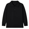thumbnail image 1 of Girls' Polo Shirts Long Sleeve 2-Button Collared Base Tees Toddler Kid School Uniform Tops 2-15 Years (7 Years, Black), 1 of 4