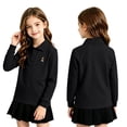thumbnail image 1 of Girls Polo Uniform Shirt Long Sleeve Polo Shirts Size 10-12 Athletic Quick Dry Collar with Buttons Golf Polo Shirt Classic Youth School Shirts Black 110, 1 of 5