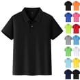 thumbnail image 1 of Girls Polo Uniform Shirt Summer Slim Fit Short Sleeve Comfy Collared Shirts for Girls Back to School,Black,5-6 Years, 1 of 10