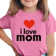 thumbnail image 1 of Girls Polyester Spandex T-Shirt I Love Mom Heart Graphic Relaxed Fit Crewneck Short Sleeve Pink,Size 11-12T, 1 of 6