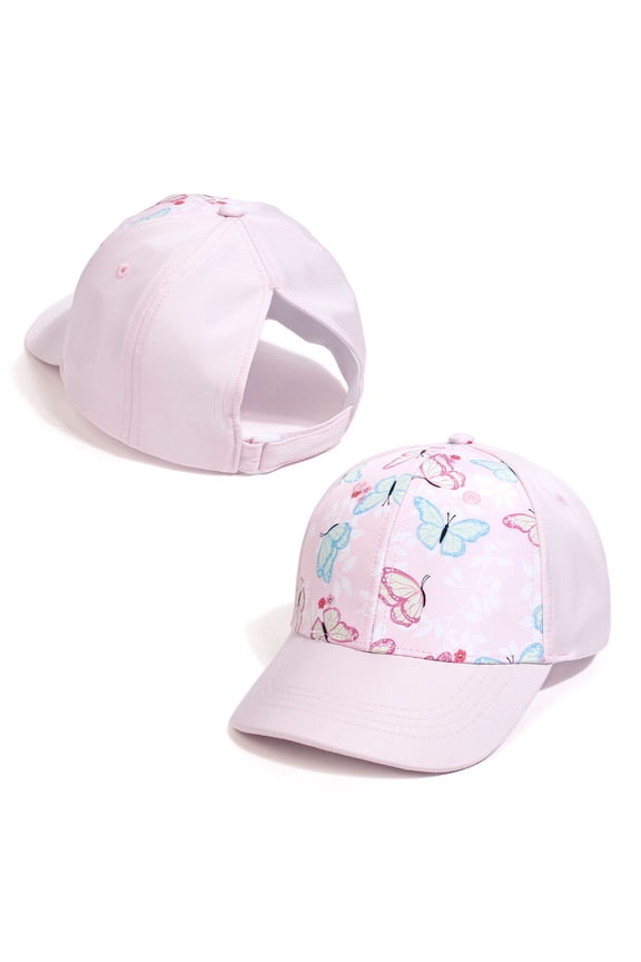 Girls Ponytail Baseball Cap 3-6T Toddler Girl High Messy Bun Cap with Ponytail Hole Breathable Sun-shade Hats for Kids