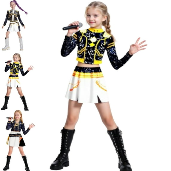 Girls Pop Singer Outfit Set for Pendant Dance Stage Party Theme Dress Up Birthday Gifts,150