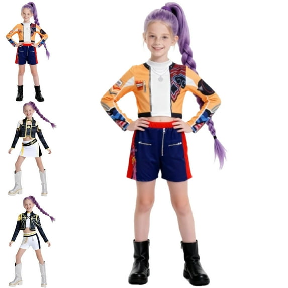 Girls Pop Singer Cos Outfit Set for Party Theme Dress Up Birthday Gifts Pendant Dance Stage Outfits Set,110