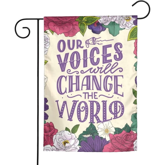 Girls Power Flowers Women Equality Day De Garden Flag 12 x 18 Inch Double Sided Polyester Outdoor Decor