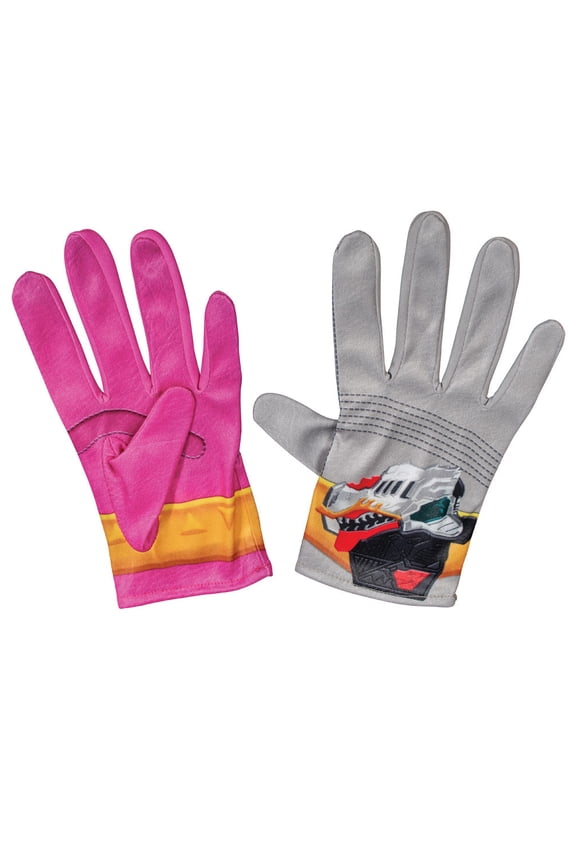Girls Power Rangers Dino Fury Pink Ranger Gloves Costume Accessory