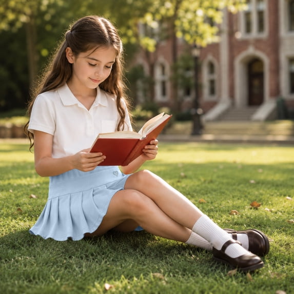 Girls' Preppy Campus Skirt Student Uniform Skirt School Clothing Outfit Classroom