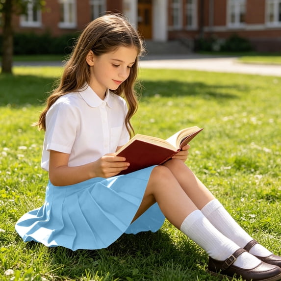 Girls' Preppy Elementary School Skirt Campus Pleated Skirt Uniform Style Clothing