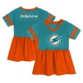 thumbnail image 1 of Girls Preschool Aqua Miami Dolphins Stadium Lights Fashion Jersey Dress, 1 of 3
