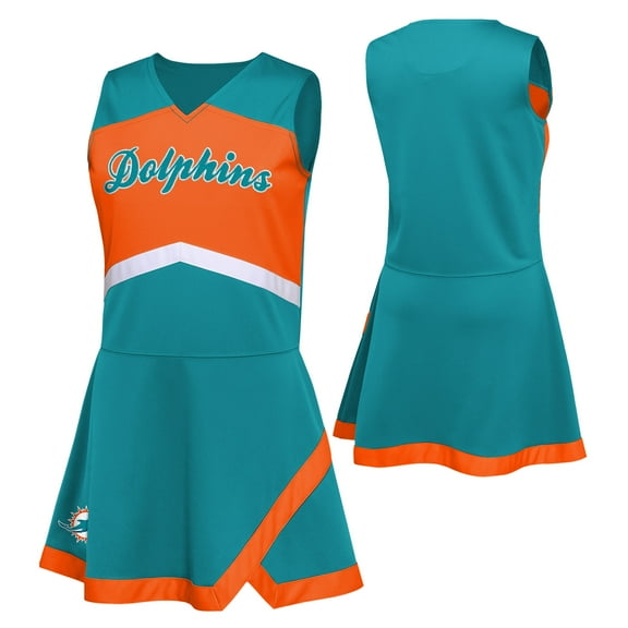 Girls Preschool Aqua Miami Dolphins Two-Piece Cheer Captain Jumper Dress with Bloomers Set
