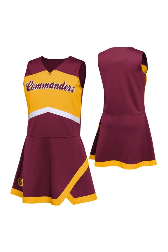 Girls Preschool Burgundy Washington Commanders Two-Piece Cheer Captain Jumper Dress with Bloomers Set
