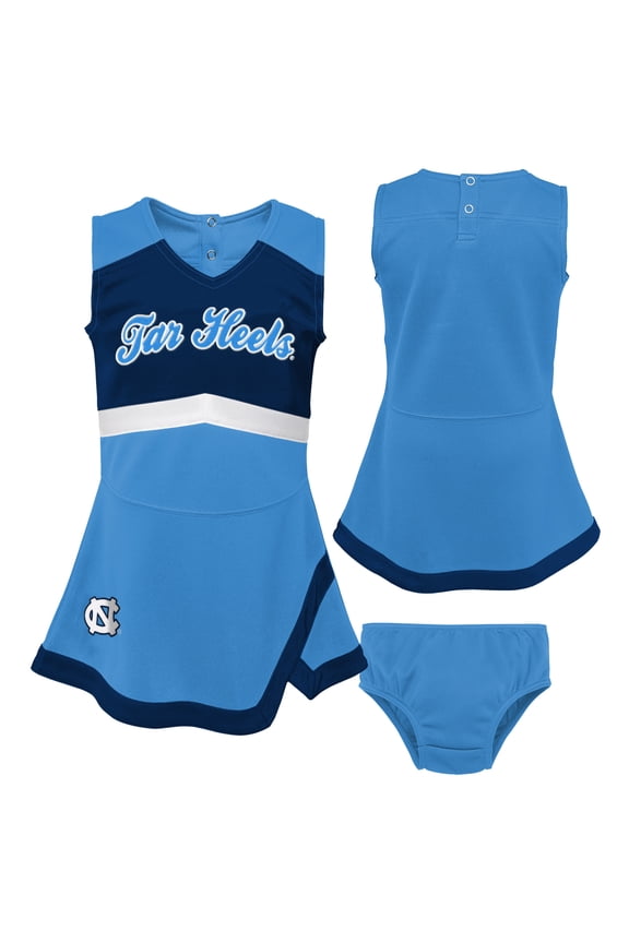 Girls Preschool Carolina Blue North Carolina Tar Heels Two-Piece Cheer Captain Jumper Dress & Bloomers Set